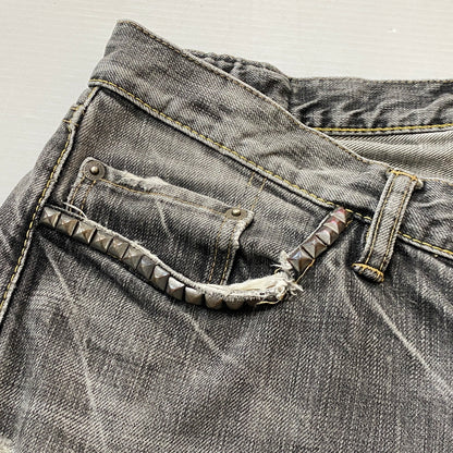 【現状渡し品】【メンズ】 HYSTERIC GLAMOUR ヒステリック グラマー STUDS DENIM スタッズ デニム ボトムス ジーンズ 151-260821-sa -11-tei サイズ：30 カラー：グレー 万代Net店