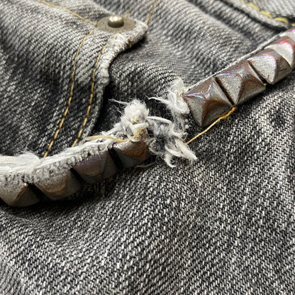 【現状渡し品】【メンズ】 HYSTERIC GLAMOUR ヒステリック グラマー STUDS DENIM スタッズ デニム ボトムス ジーンズ 151-260821-sa -11-tei サイズ：30 カラー：グレー 万代Net店