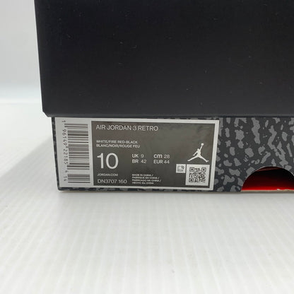 【中古品】【メンズ】 NIKE ナイキ AIR JORDAN 3 RETRO OG FIRE RED 2022 DN3707-160 エアジョーダン3 レトロ スニーカー 靴 シューズ 160-260823-ko-13-teih サイズ：28cm カラー：ホワイトレッド 万代Net店
