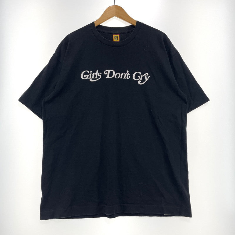 【中古品】【メンズ】 HUMANMADE ヒューマンメイド × GIRLS DONT CRY ガールズドントクライ 別注 コラボ S/S LOGO TEE ショートスリーブ ロゴ Tシャツ 半袖 トップス 142-260820-yo-01-teih サイズ：XL カラー：ブラック 万代Net店