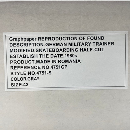 【中古品】【メンズ】 Graphpaper グラフペーパー × REPRODUCTION OF FOUND リプロダクションオブファウンド 別注コラボ GERMAN MILITARY TRAINER ジャーマン ミリタリートレーナー スニーカー 靴 162-260923-ss-01-teih サイズ：42 箱付き カラー：グレー 万代Net店