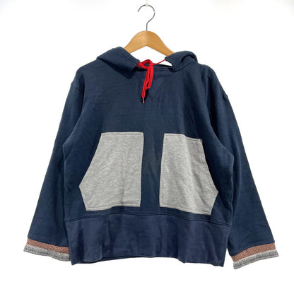 【中古品】【メンズ】 LEH レー COTTON LINEN HOODIE コットン リネン 後付けパーカー 長袖 トップス 140-260820-yo-03-teih サイズ：S カラー：ネイビー 万代Net店