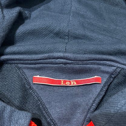 【中古品】【メンズ】 LEH レー COTTON LINEN HOODIE コットン リネン 後付けパーカー 長袖 トップス 140-260820-yo-03-teih サイズ：S カラー：ネイビー 万代Net店
