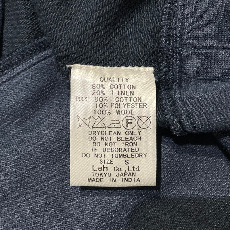 【中古品】【メンズ】 LEH レー COTTON LINEN HOODIE コットン リネン 後付けパーカー 長袖 トップス 140-260820-yo-03-teih サイズ：S カラー：ネイビー 万代Net店