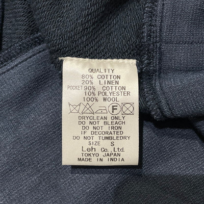 【中古品】【メンズ】 LEH レー COTTON LINEN HOODIE コットン リネン 後付けパーカー 長袖 トップス 140-260820-yo-03-teih サイズ：S カラー：ネイビー 万代Net店