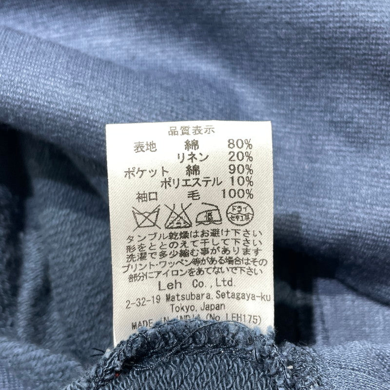 【中古品】【メンズ】 LEH レー COTTON LINEN HOODIE コットン リネン 後付けパーカー 長袖 トップス 140-260820-yo-03-teih サイズ：S カラー：ネイビー 万代Net店