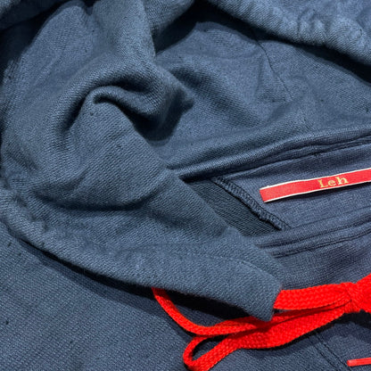 【中古品】【メンズ】 LEH レー COTTON LINEN HOODIE コットン リネン 後付けパーカー 長袖 トップス 140-260820-yo-03-teih サイズ：S カラー：ネイビー 万代Net店