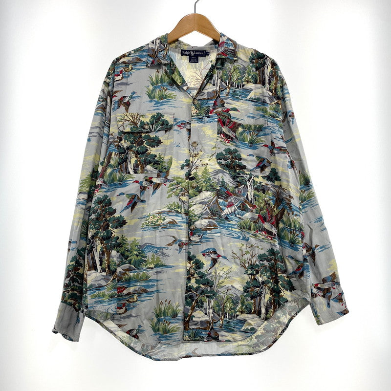 【中古品】【メンズ】 RALPHLAUREN ラルフローレン RAYON L/S SHIRT レーヨン ロングスリーブ シャツ 長袖 トップス 147-260820-yo-06-teih サイズ：6 カラー：柄 万代Net店