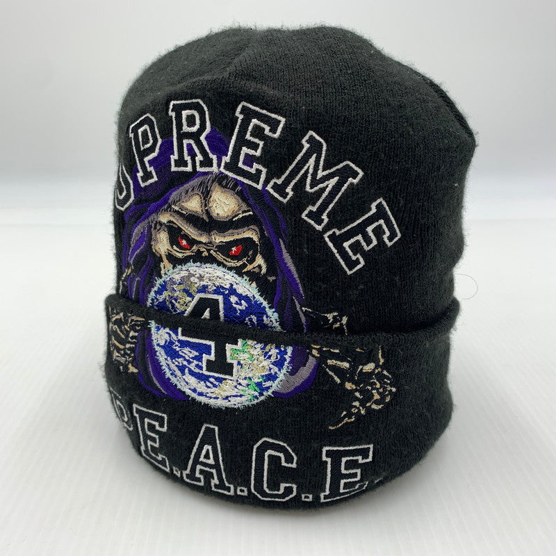 【中古品】【メンズ】 Supreme シュプリーム 23AW PEACE EMBROIBERED BEANIE ピース エンブロイダリー ビーニー 帽子 ニットキャップ 149-260823-ko-14-teih サイズ：ONE SIZE カラー：ブラック 万代Net店