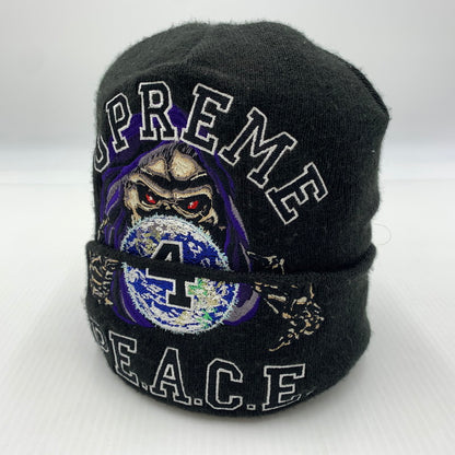 【中古品】【メンズ】 Supreme シュプリーム 23AW PEACE EMBROIBERED BEANIE ピース エンブロイダリー ビーニー 帽子 ニットキャップ 149-260823-ko-14-teih サイズ：ONE SIZE カラー：ブラック 万代Net店