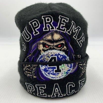 【中古品】【メンズ】 Supreme シュプリーム 23AW PEACE EMBROIBERED BEANIE ピース エンブロイダリー ビーニー 帽子 ニットキャップ 149-260823-ko-14-teih サイズ：ONE SIZE カラー：ブラック 万代Net店