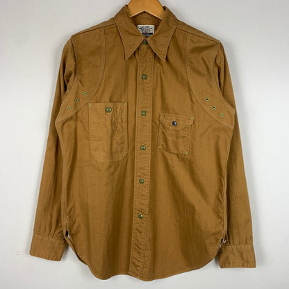【中古品】【メンズ】 WAREHOUSE ウエアハウス × BIGYANK ビッグヤンク 別注 コラボ YANK FLYER VENTILATION WORK SHIR ヤンク フライヤー ベンチレーション ワークシャツ トップス 145-260823-ko-02-teih サイズ：14 カラー：ブラウン 万代Net店