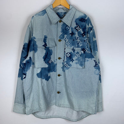 【中古品】【メンズ】 LOUIS VUITTON ルイ・ヴィトン 21SS DENIM SHIRTS JACKET デニムシャツ ジャケット ライトアウター Gジャン ストライプ モノグラム ワークシャツ 179-260823-ko-04-teih サイズ：L カラー：ブルー 万代Net店