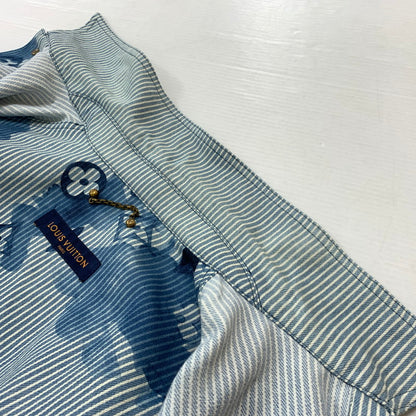 【中古品】【メンズ】 LOUIS VUITTON ルイ・ヴィトン 21SS DENIM SHIRTS JACKET デニムシャツ ジャケット ライトアウター Gジャン ストライプ モノグラム ワークシャツ 179-260823-ko-04-teih サイズ：L カラー：ブルー 万代Net店