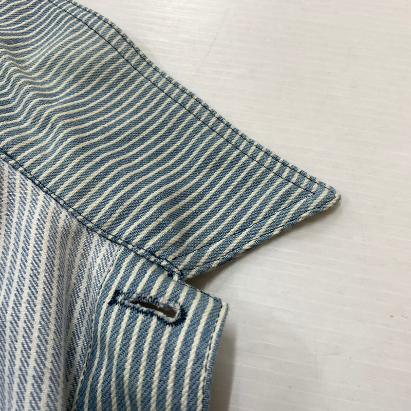 【中古品】【メンズ】 LOUIS VUITTON ルイ・ヴィトン 21SS DENIM SHIRTS JACKET デニムシャツ ジャケット ライトアウター Gジャン ストライプ モノグラム ワークシャツ 179-260823-ko-04-teih サイズ：L カラー：ブルー 万代Net店
