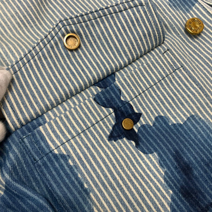 【中古品】【メンズ】 LOUIS VUITTON ルイ・ヴィトン 21SS DENIM SHIRTS JACKET デニムシャツ ジャケット ライトアウター Gジャン ストライプ モノグラム ワークシャツ 179-260823-ko-04-teih サイズ：L カラー：ブルー 万代Net店