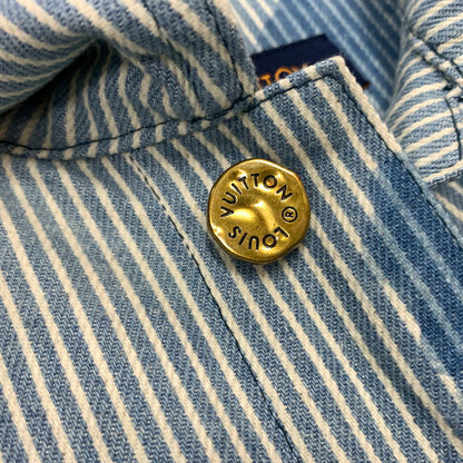 【中古品】【メンズ】 LOUIS VUITTON ルイ・ヴィトン 21SS DENIM SHIRTS JACKET デニムシャツ ジャケット ライトアウター Gジャン ストライプ モノグラム ワークシャツ 179-260823-ko-04-teih サイズ：L カラー：ブルー 万代Net店