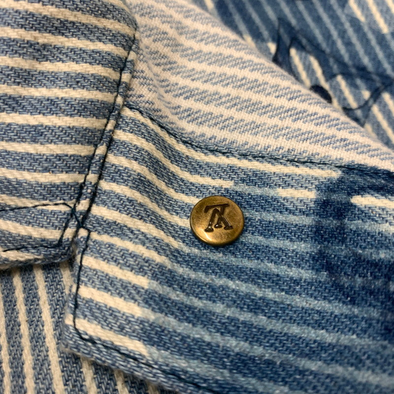 【中古品】【メンズ】 LOUIS VUITTON ルイ・ヴィトン 21SS DENIM SHIRTS JACKET デニムシャツ ジャケット ライトアウター Gジャン ストライプ モノグラム ワークシャツ 179-260823-ko-04-teih サイズ：L カラー：ブルー 万代Net店