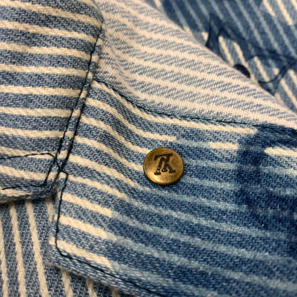 【中古品】【メンズ】 LOUIS VUITTON ルイ・ヴィトン 21SS DENIM SHIRTS JACKET デニムシャツ ジャケット ライトアウター Gジャン ストライプ モノグラム ワークシャツ 179-260823-ko-04-teih サイズ：L カラー：ブルー 万代Net店