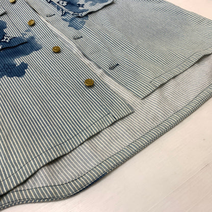 【中古品】【メンズ】 LOUIS VUITTON ルイ・ヴィトン 21SS DENIM SHIRTS JACKET デニムシャツ ジャケット ライトアウター Gジャン ストライプ モノグラム ワークシャツ 179-260823-ko-04-teih サイズ：L カラー：ブルー 万代Net店