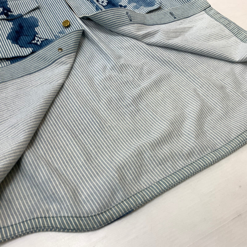 【中古品】【メンズ】 LOUIS VUITTON ルイ・ヴィトン 21SS DENIM SHIRTS JACKET デニムシャツ ジャケット ライトアウター Gジャン ストライプ モノグラム ワークシャツ 179-260823-ko-04-teih サイズ：L カラー：ブルー 万代Net店