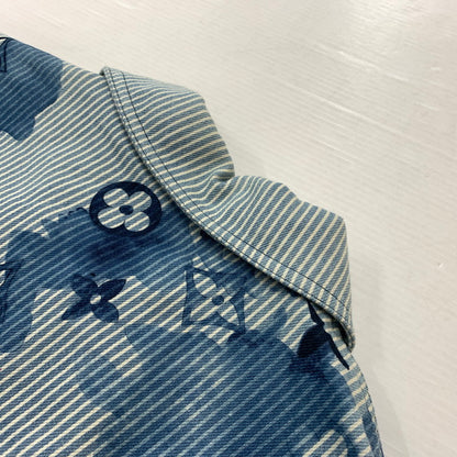 【中古品】【メンズ】 LOUIS VUITTON ルイ・ヴィトン 21SS DENIM SHIRTS JACKET デニムシャツ ジャケット ライトアウター Gジャン ストライプ モノグラム ワークシャツ 179-260823-ko-04-teih サイズ：L カラー：ブルー 万代Net店