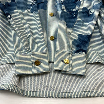 【中古品】【メンズ】 LOUIS VUITTON ルイ・ヴィトン 21SS DENIM SHIRTS JACKET デニムシャツ ジャケット ライトアウター Gジャン ストライプ モノグラム ワークシャツ 179-260823-ko-04-teih サイズ：L カラー：ブルー 万代Net店