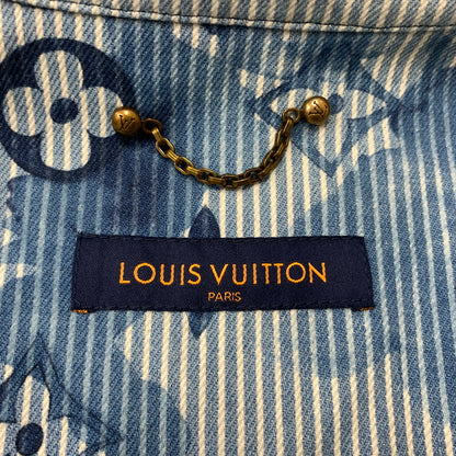 【中古品】【メンズ】 LOUIS VUITTON ルイ・ヴィトン 21SS DENIM SHIRTS JACKET デニムシャツ ジャケット ライトアウター Gジャン ストライプ モノグラム ワークシャツ 179-260823-ko-04-teih サイズ：L カラー：ブルー 万代Net店
