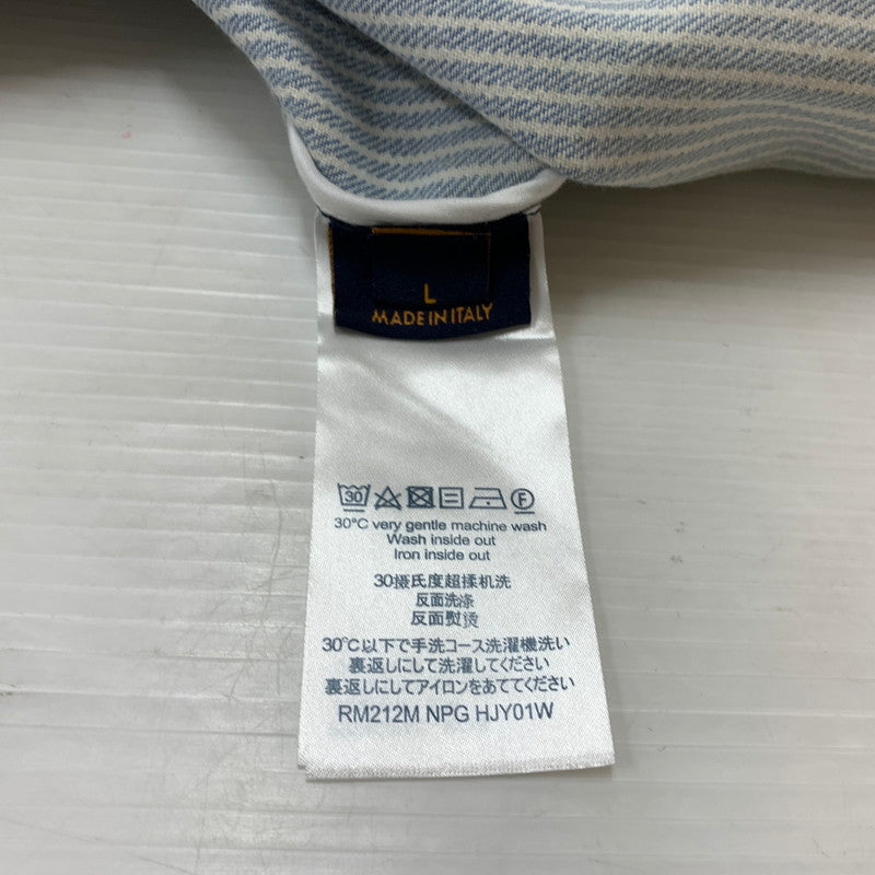 【中古品】【メンズ】 LOUIS VUITTON ルイ・ヴィトン 21SS DENIM SHIRTS JACKET デニムシャツ ジャケット ライトアウター Gジャン ストライプ モノグラム ワークシャツ 179-260823-ko-04-teih サイズ：L カラー：ブルー 万代Net店