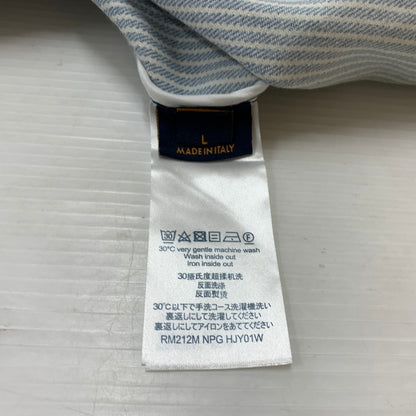 【中古品】【メンズ】 LOUIS VUITTON ルイ・ヴィトン 21SS DENIM SHIRTS JACKET デニムシャツ ジャケット ライトアウター Gジャン ストライプ モノグラム ワークシャツ 179-260823-ko-04-teih サイズ：L カラー：ブルー 万代Net店