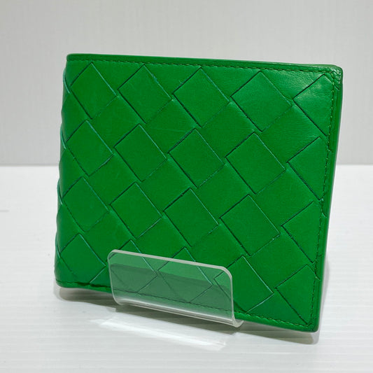 【中古品】【メンズ/レディース】 BOTTEGA VENETA ボッテガヴェネタ コインパース付きイントレチャート 二つ折り財布 レザーウォレット 181-260828-ko-10-tei カラー：グリーン 万代Net店
