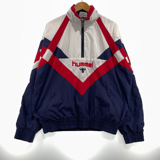 【中古品】【メンズ】 HUMMEL ヒュンメル 90's HALF ZIP JACKET 22175 90年代 ハーフジップ ジャケット ライトアウター 148-260826-yo-05-teih サイズ：S カラー：ホワイト/ネイビー/レッド 万代Net店