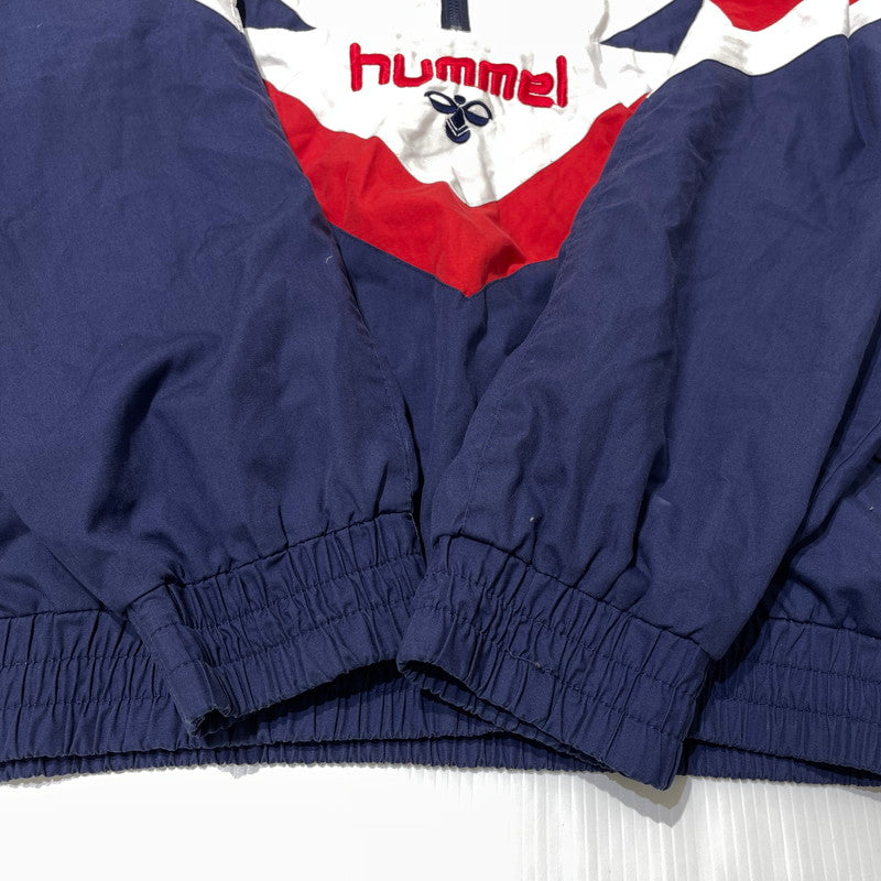 【中古品】【メンズ】 HUMMEL ヒュンメル 90's HALF ZIP JACKET 22175 90年代 ハーフジップ ジャケット ライトアウター 148-260826-yo-05-teih サイズ：S カラー：ホワイト/ネイビー/レッド 万代Net店