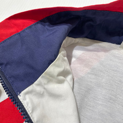 【中古品】【メンズ】 HUMMEL ヒュンメル 90's HALF ZIP JACKET 22175 90年代 ハーフジップ ジャケット ライトアウター 148-260826-yo-05-teih サイズ：S カラー：ホワイト/ネイビー/レッド 万代Net店