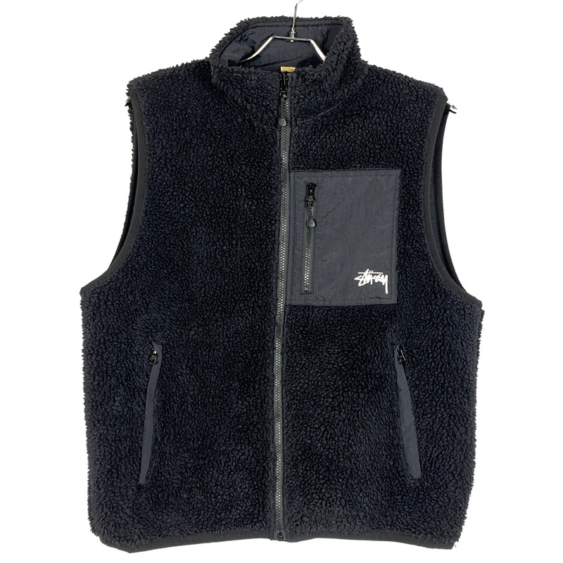 【中古品】【メンズ】 STUSSY ステューシー 2023 SHERPA REVERSIBLE VEST 118528 2023年 シェルパ リバーシブル ベスト トップス 142-260823-sa-01-tei サイズ：Ｍ カラー：ブラック 万代Net店