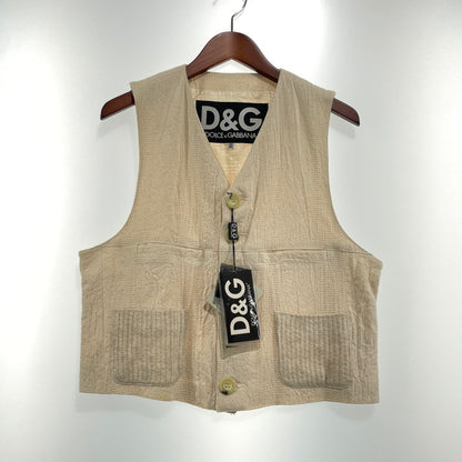 【中古品】【メンズ】 DOLCE＆GABBANA ドルチェアンドガッバーナ COTTON VEST 01 コットン ベスト トップス 141-260824-yo-05-teih サイズ：32-46 カラー：アイボリー 万代Net店