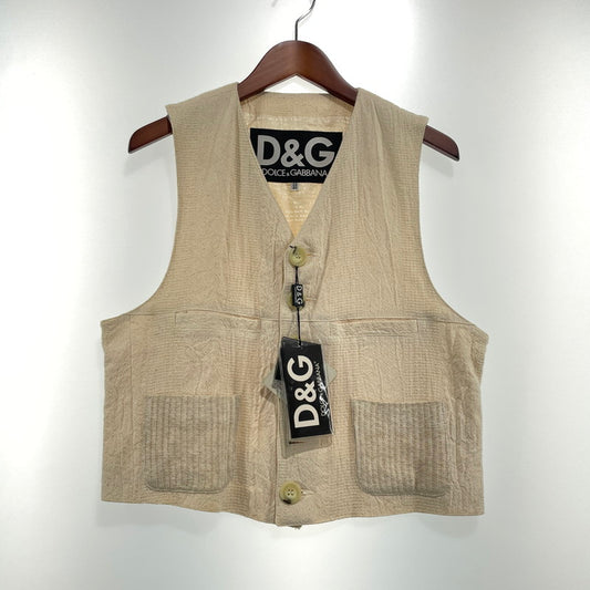 【中古品】【メンズ】 DOLCE＆GABBANA ドルチェアンドガッバーナ COTTON VEST 01 コットン ベスト トップス 141-260824-yo-05-teih サイズ：32-46 カラー：アイボリー 万代Net店
