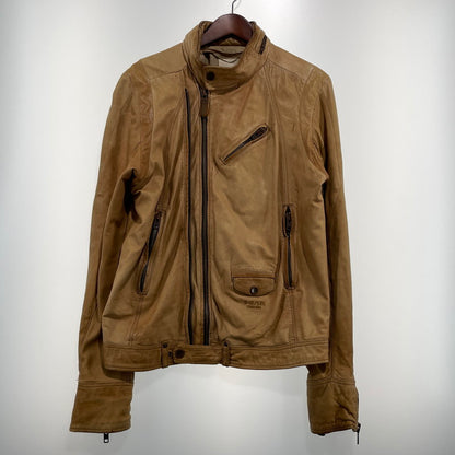 【現状渡し品】【メンズ】 DIESEL ディーゼル RAM LEATHER DOUBLE BIKER JACKET ラムレザー ダブル バイカー ジャケット アウター 141-260824-yo-04-teih サイズ：M カラー：ブラウン 万代Net店