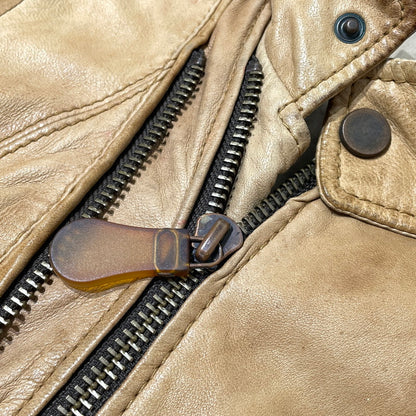 【現状渡し品】【メンズ】 DIESEL ディーゼル RAM LEATHER DOUBLE BIKER JACKET ラムレザー ダブル バイカー ジャケット アウター 141-260824-yo-04-teih サイズ：M カラー：ブラウン 万代Net店