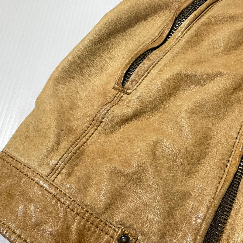 【現状渡し品】【メンズ】 DIESEL ディーゼル RAM LEATHER DOUBLE BIKER JACKET ラムレザー ダブル バイカー ジャケット アウター 141-260824-yo-04-teih サイズ：M カラー：ブラウン 万代Net店