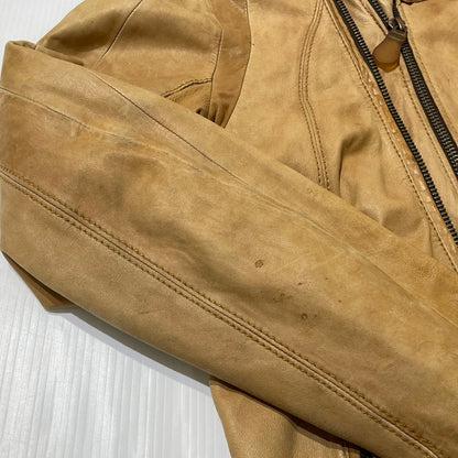 【現状渡し品】【メンズ】 DIESEL ディーゼル RAM LEATHER DOUBLE BIKER JACKET ラムレザー ダブル バイカー ジャケット アウター 141-260824-yo-04-teih サイズ：M カラー：ブラウン 万代Net店