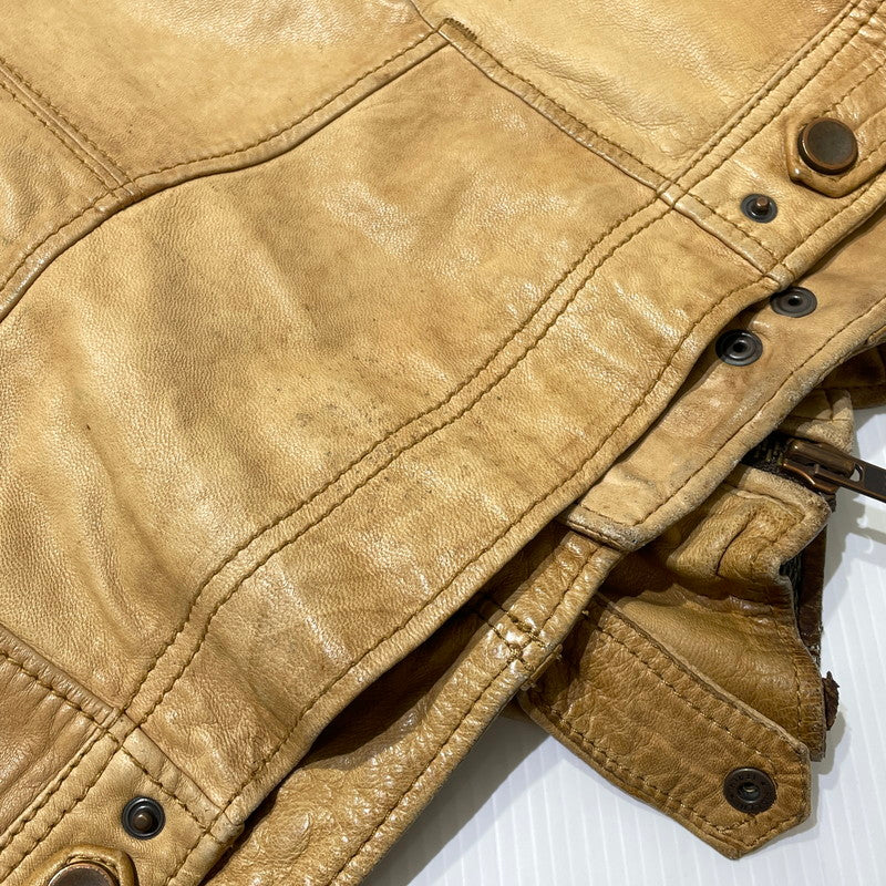 【現状渡し品】【メンズ】 DIESEL ディーゼル RAM LEATHER DOUBLE BIKER JACKET ラムレザー ダブル バイカー ジャケット アウター 141-260824-yo-04-teih サイズ：M カラー：ブラウン 万代Net店