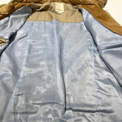 【現状渡し品】【メンズ】 DIESEL ディーゼル RAM LEATHER DOUBLE BIKER JACKET ラムレザー ダブル バイカー ジャケット アウター 141-260824-yo-04-teih サイズ：M カラー：ブラウン 万代Net店