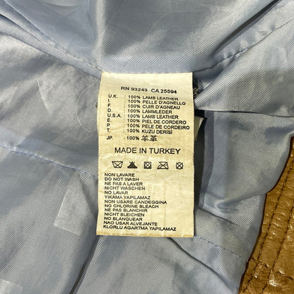 【現状渡し品】【メンズ】 DIESEL ディーゼル RAM LEATHER DOUBLE BIKER JACKET ラムレザー ダブル バイカー ジャケット アウター 141-260824-yo-04-teih サイズ：M カラー：ブラウン 万代Net店