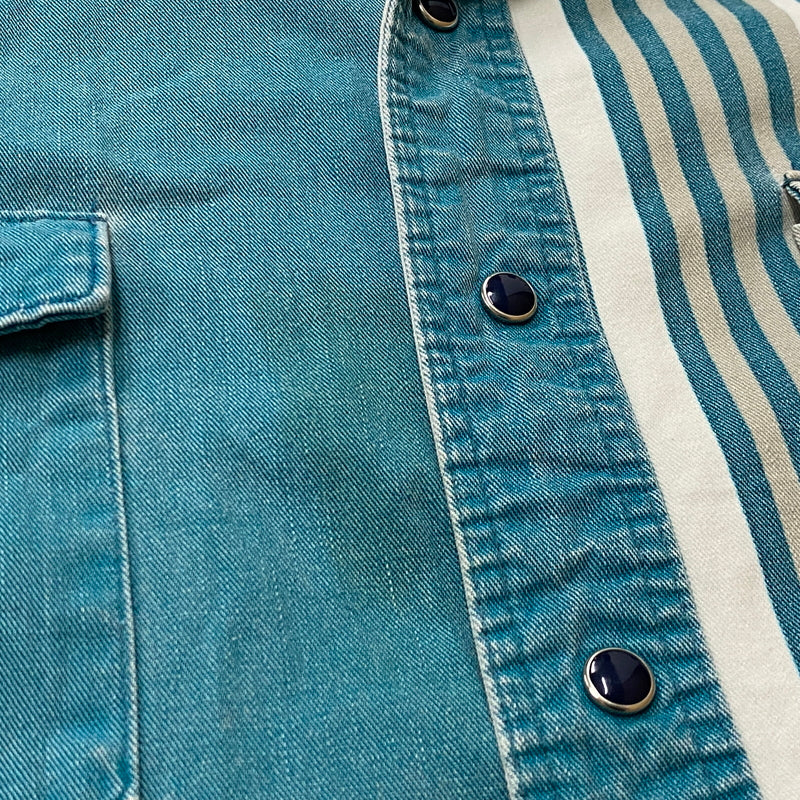 【現状渡し品】【メンズ】 WRANGLER ラングラー 80's~90's DOCKING L/S SHIRT 80～90年代 ドッキング ロングスリーブ シャツ 長袖 トップス 145-260829-sa-01-tei サイズ：15.5-33 カラー：マルチ 万代Net店