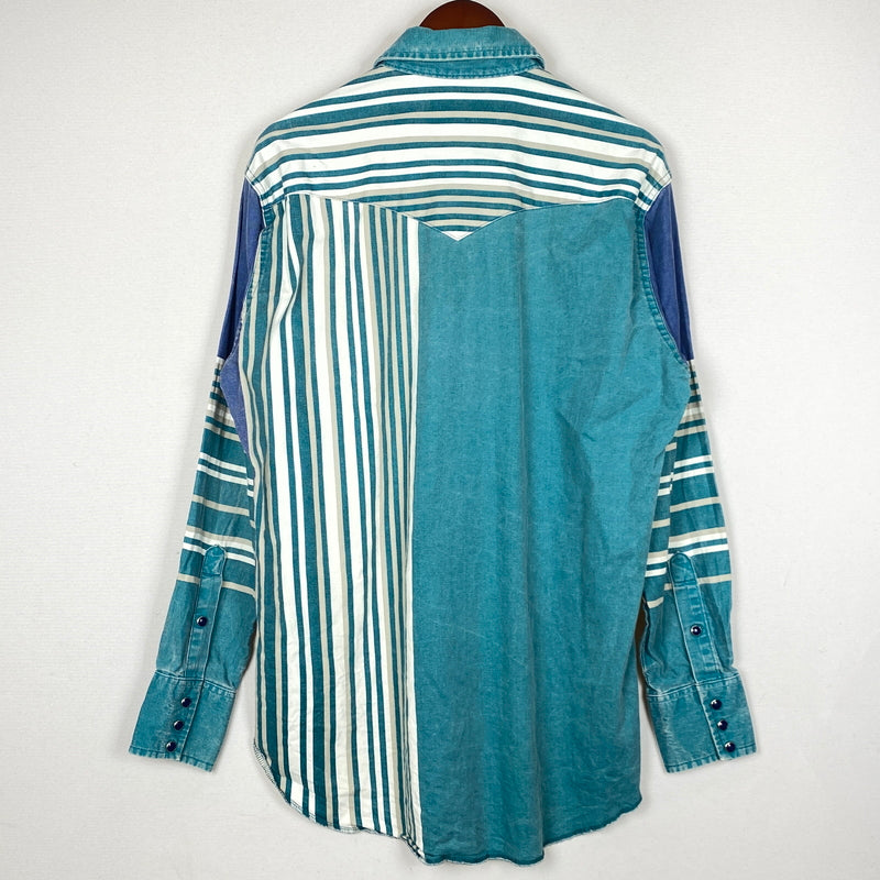 【現状渡し品】【メンズ】 WRANGLER ラングラー 80's~90's DOCKING L/S SHIRT 80～90年代 ドッキング ロングスリーブ シャツ 長袖 トップス 145-260829-sa-01-tei サイズ：15.5-33 カラー：マルチ 万代Net店