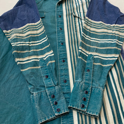 【現状渡し品】【メンズ】 WRANGLER ラングラー 80's~90's DOCKING L/S SHIRT 80～90年代 ドッキング ロングスリーブ シャツ 長袖 トップス 145-260829-sa-01-tei サイズ：15.5-33 カラー：マルチ 万代Net店