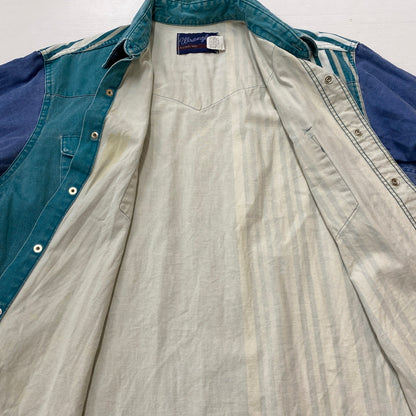 【現状渡し品】【メンズ】 WRANGLER ラングラー 80's~90's DOCKING L/S SHIRT 80～90年代 ドッキング ロングスリーブ シャツ 長袖 トップス 145-260829-sa-01-tei サイズ：15.5-33 カラー：マルチ 万代Net店