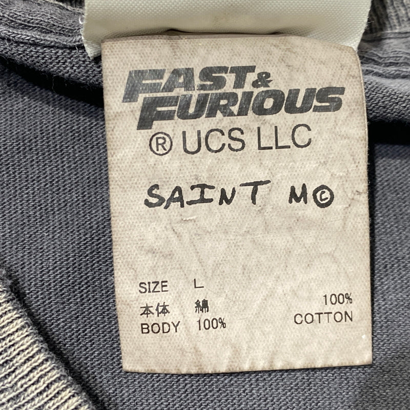 【現状渡し品】【メンズ】 Saint MXXXXXX セント マイケル FF_SS T-SHIRT FAST FURIOUS SM-MK8-0000-C06 ファスト アンド フュリアス ショートスリーブ Tシャツ 半袖 トップス ワイルドスピード 142-260824-sa-11-tei サイズ：L カラー：グレー 万代Net店