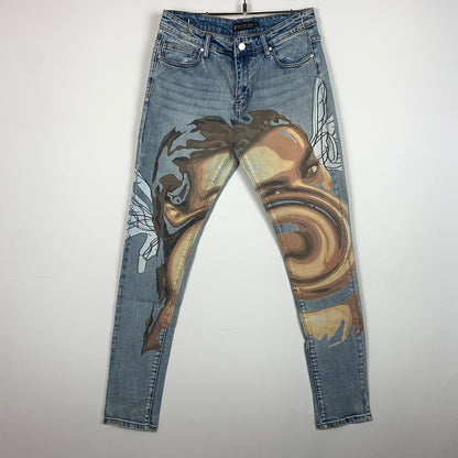 【中古品】【メンズ】 ANTHEM アンセム × A GOOD BAD INFLUENCE ア グッド バッド インフルエンス × OLI オリ 別注コラボ VENUS NATURE DENIM ヴィーナス ネイチャー デニム ボトムス ジーンズ 153-260825-sa-08-tei サイズ：L カラー：ブルー 万代Net店